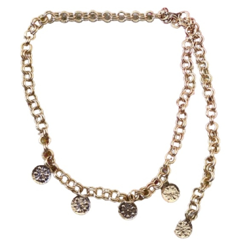Goldtone Charm & Link Chain Belt